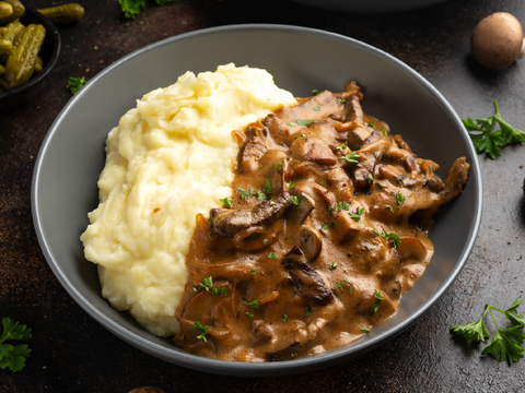 Creamy Beef Stroganoff with Dreamy Mash